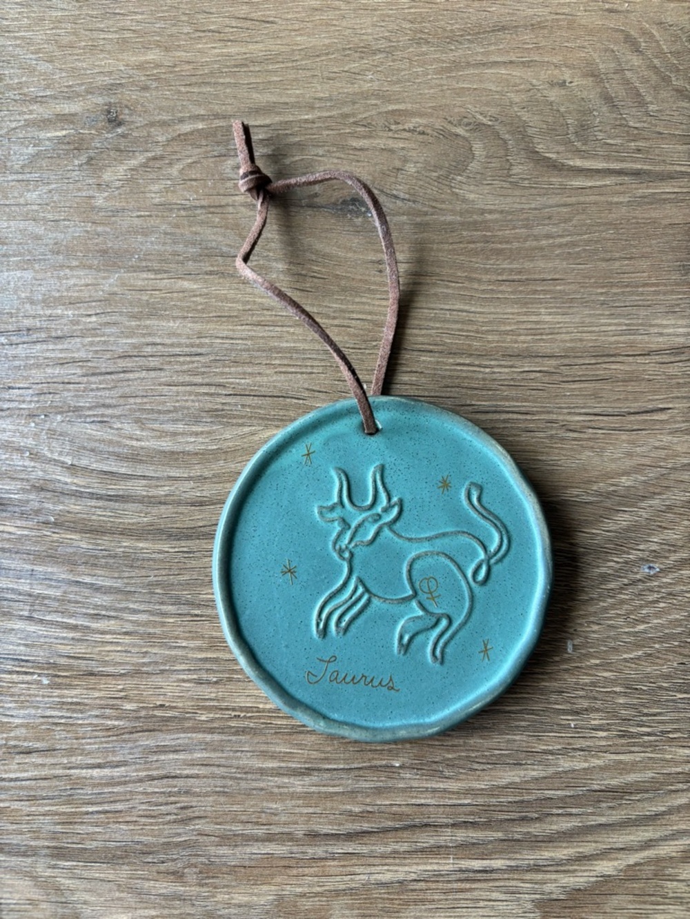 Urban Outfitters Teal Taurus Ceramic Hanging Ornament